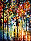 Leonid Afremov UNDER THE RED UMBRELLA painting